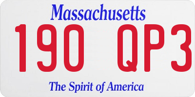 MA license plate 190QP3