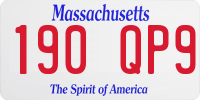 MA license plate 190QP9