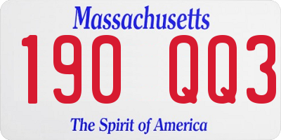 MA license plate 190QQ3