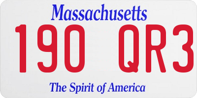 MA license plate 190QR3