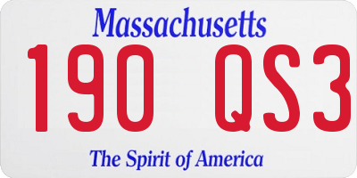 MA license plate 190QS3