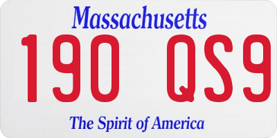 MA license plate 190QS9