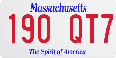 MA license plate 190QT7