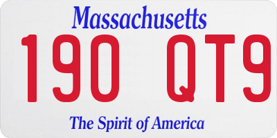MA license plate 190QT9