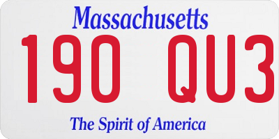 MA license plate 190QU3