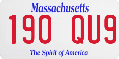 MA license plate 190QU9