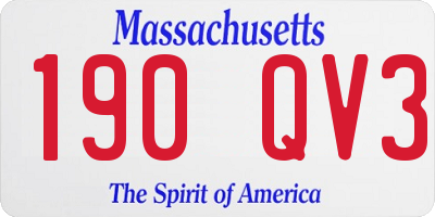 MA license plate 190QV3