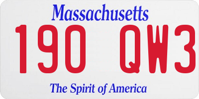 MA license plate 190QW3