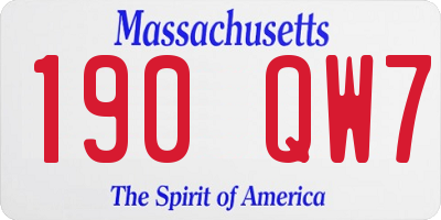 MA license plate 190QW7