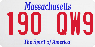 MA license plate 190QW9