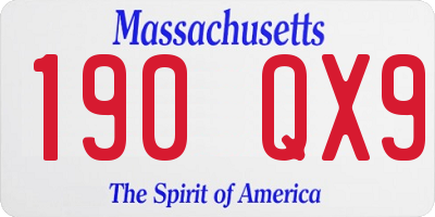 MA license plate 190QX9