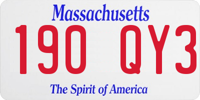 MA license plate 190QY3