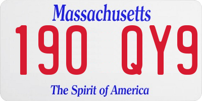 MA license plate 190QY9