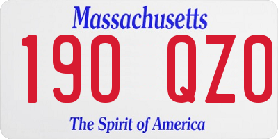 MA license plate 190QZ0