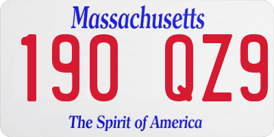 MA license plate 190QZ9