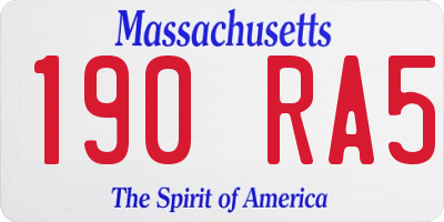 MA license plate 190RA5
