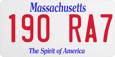 MA license plate 190RA7