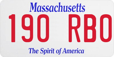MA license plate 190RB0