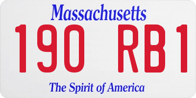 MA license plate 190RB1
