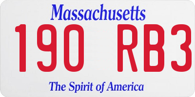 MA license plate 190RB3