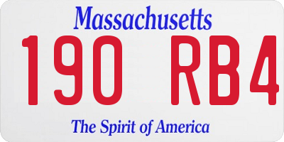 MA license plate 190RB4