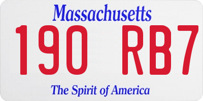 MA license plate 190RB7