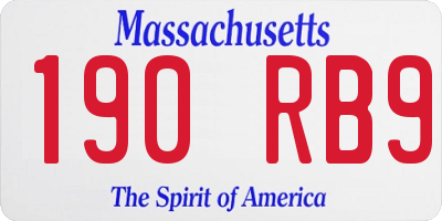 MA license plate 190RB9