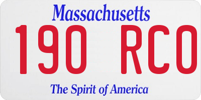 MA license plate 190RC0