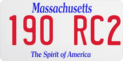MA license plate 190RC2