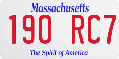MA license plate 190RC7