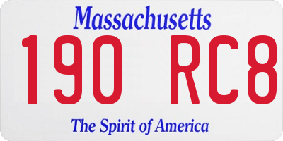 MA license plate 190RC8