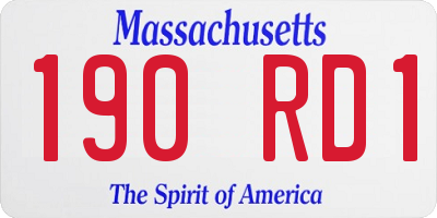 MA license plate 190RD1