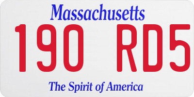 MA license plate 190RD5