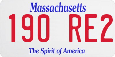MA license plate 190RE2