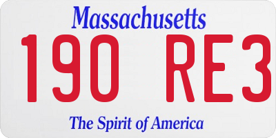 MA license plate 190RE3