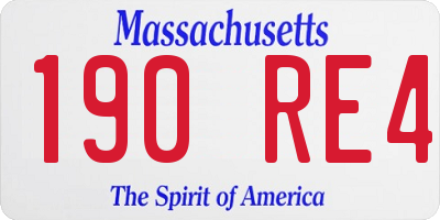 MA license plate 190RE4
