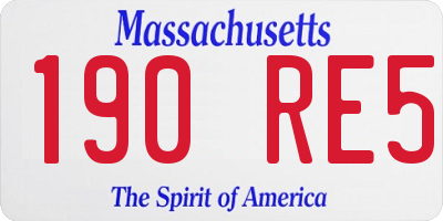 MA license plate 190RE5