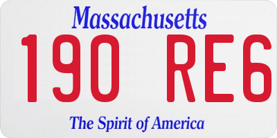 MA license plate 190RE6