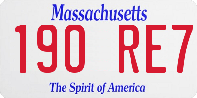 MA license plate 190RE7
