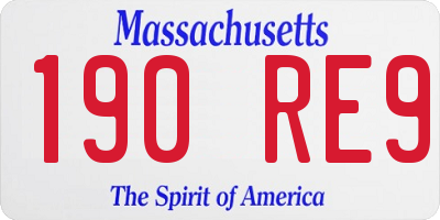 MA license plate 190RE9