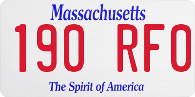 MA license plate 190RF0