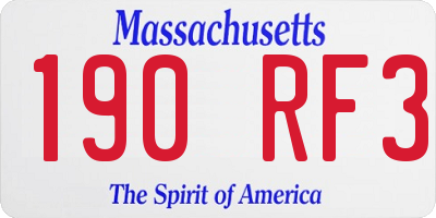 MA license plate 190RF3