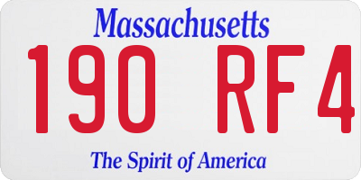 MA license plate 190RF4