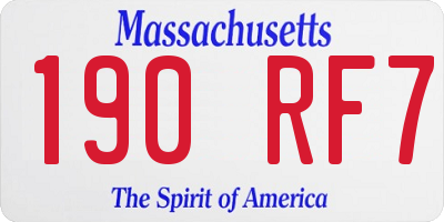 MA license plate 190RF7