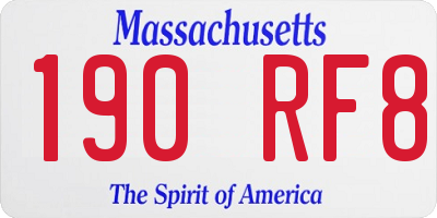 MA license plate 190RF8