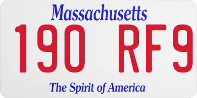 MA license plate 190RF9