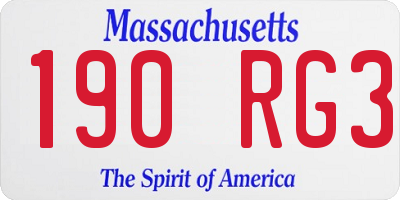 MA license plate 190RG3