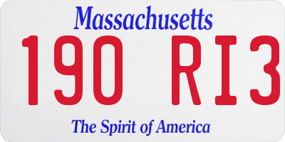 MA license plate 190RI3