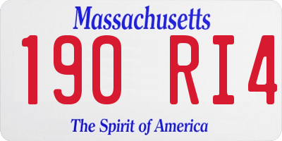 MA license plate 190RI4