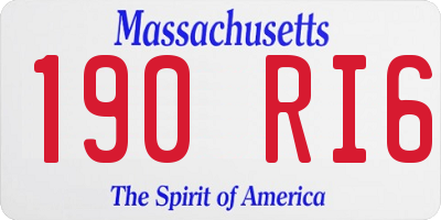 MA license plate 190RI6